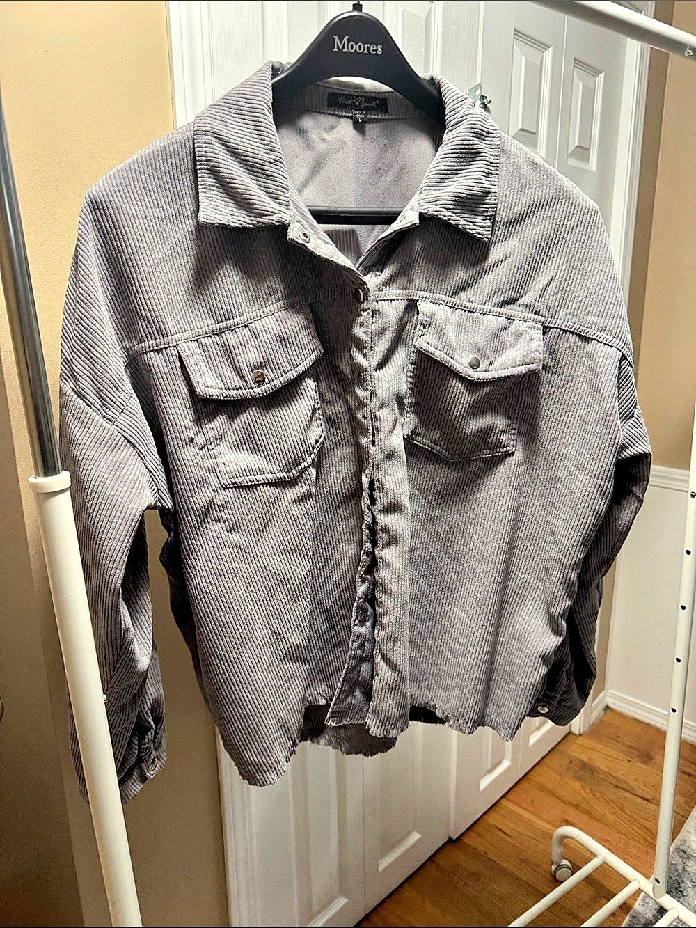 Velvet Heart Style 1832-3833 Cord Shitt Jacket in Gray Size Large
